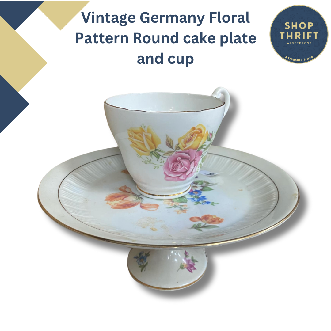 Vintage Germany Floral Small Round Plate Stand