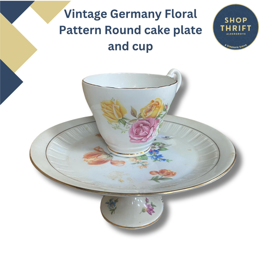 Vintage Germany Floral Small Round Plate Stand