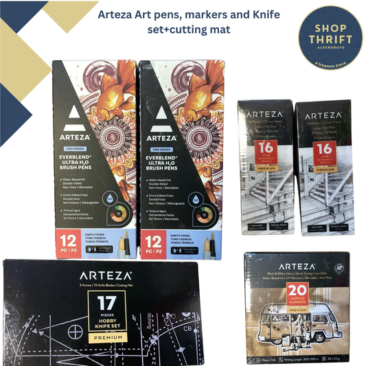 Arteza Art pens, markers and Knife set+cutting mat