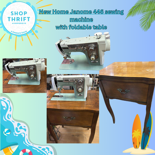 New Home Janome 446 Sewing Sachine with foldable table