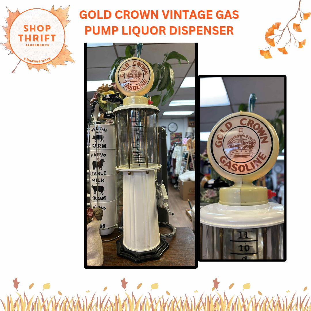 GOLD CROWN VINTAGE GAS PUMP LIQUOR DISPENSER