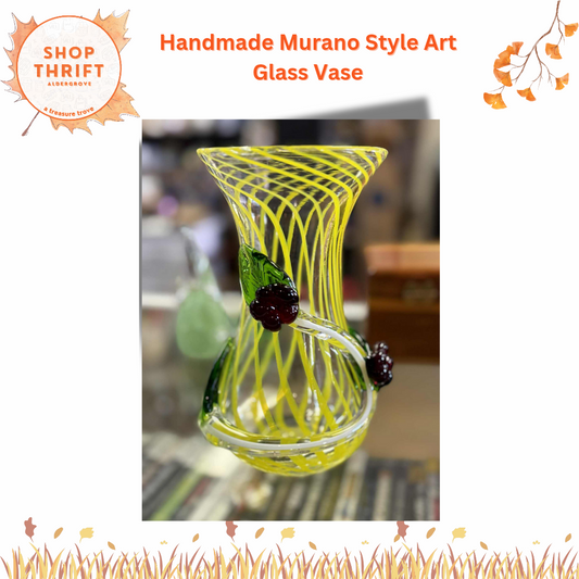 Handmade Murano Style Art Glass Vase